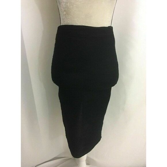 Soprano Womens Solid Black Bodycon High Waist Pencil Skirt Work Career Xs - Picture 1 of 6